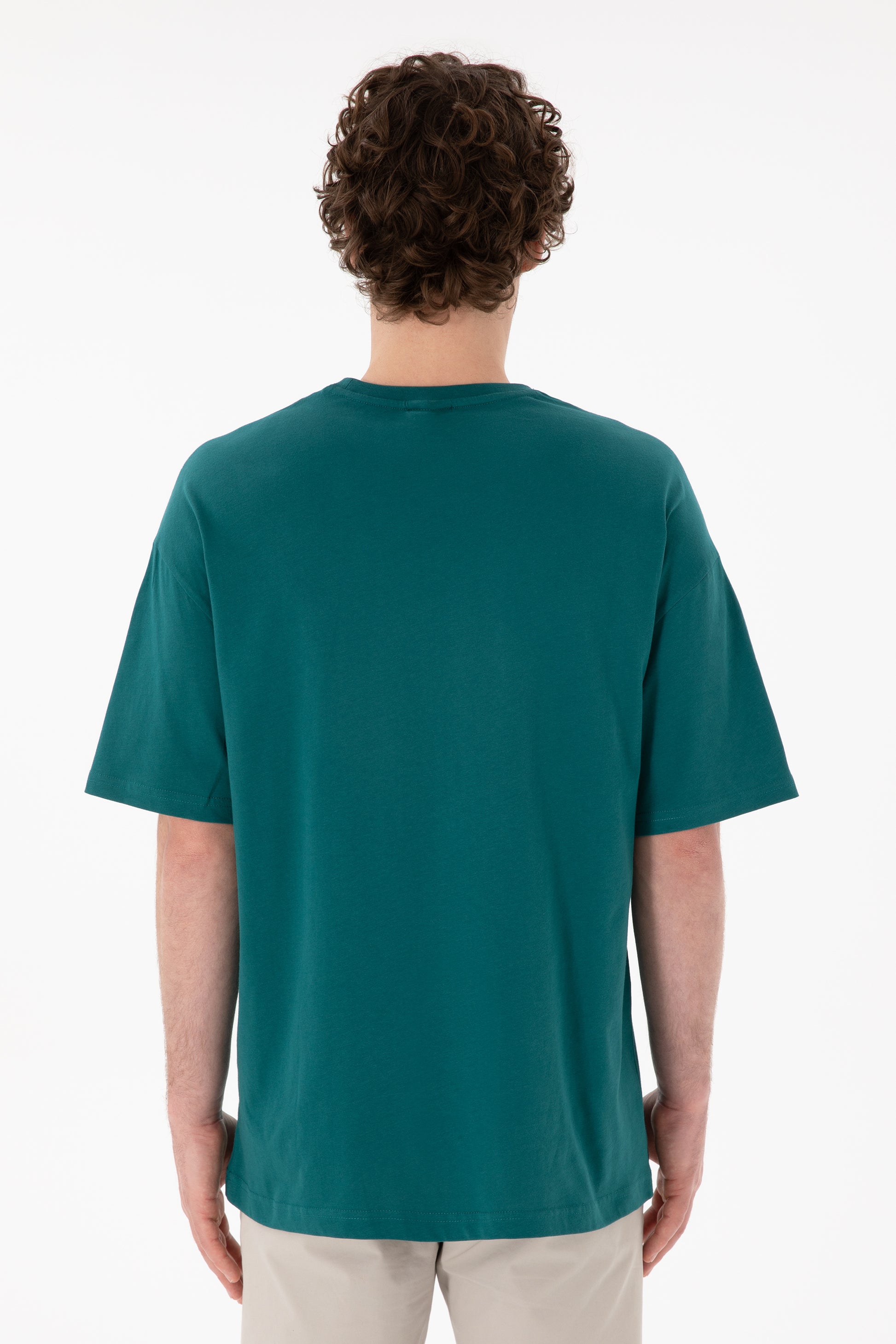 Men's Oversize Fit Crew Neck Dark Green T-shirt