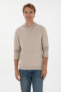 Erkek Regular Fit Kapişonlu Taş Basic Sweatshirt