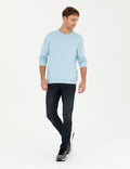 Light Blue Regular Fit Crew Neck Sweatshirt