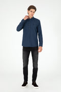 Men's Navy Blue Long Sleeve Basic Shirt