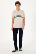 Men's Regular Fit Polo Neck Stone T-Shirt