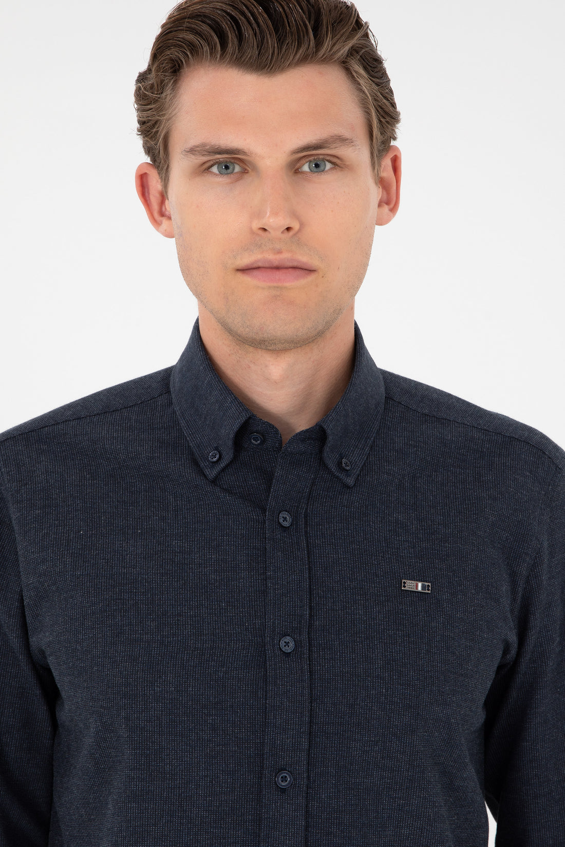 Men's Navy Blue Long Sleeve Shirt