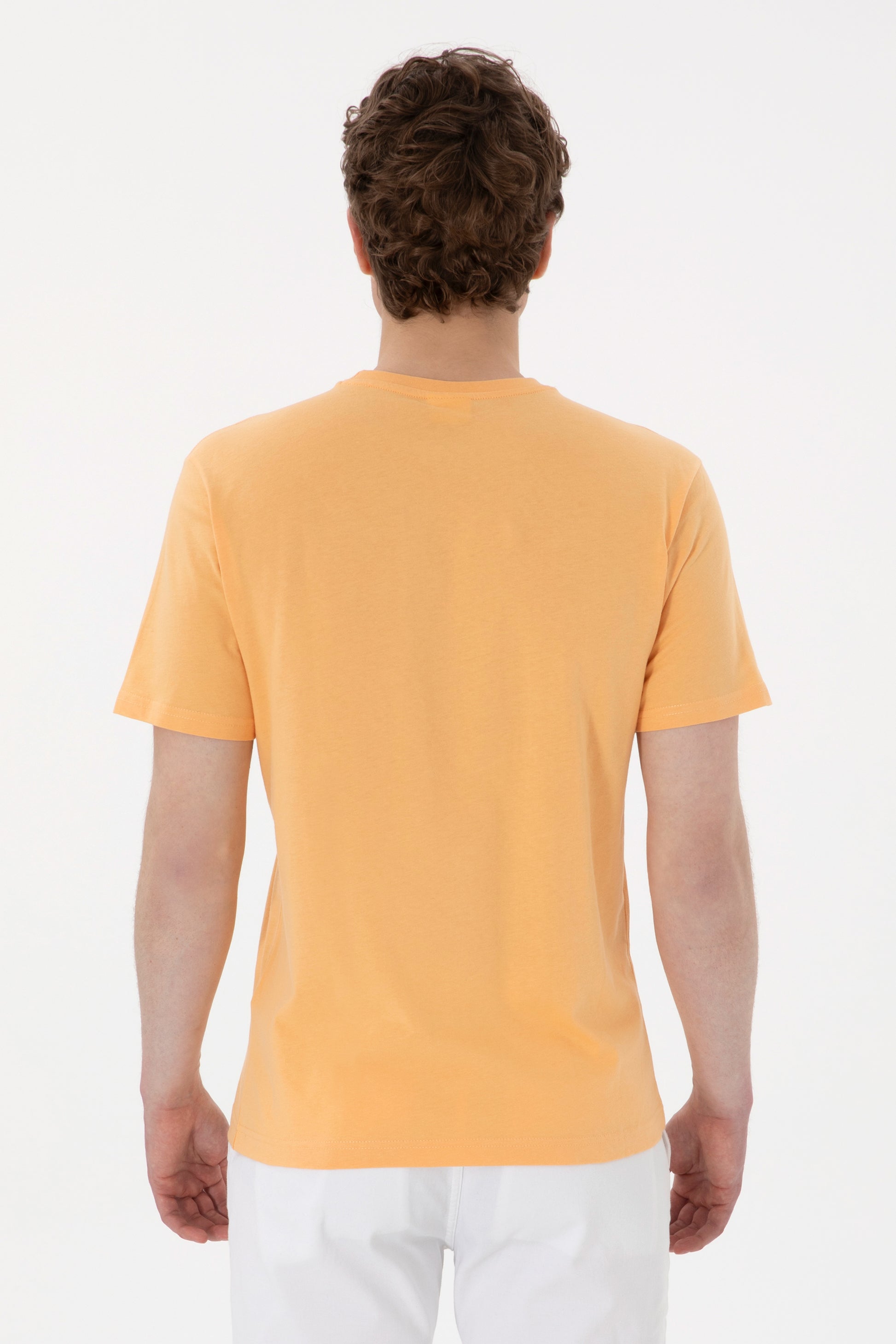 Men's Regular Fit Crew Neck Orange T-Shirt