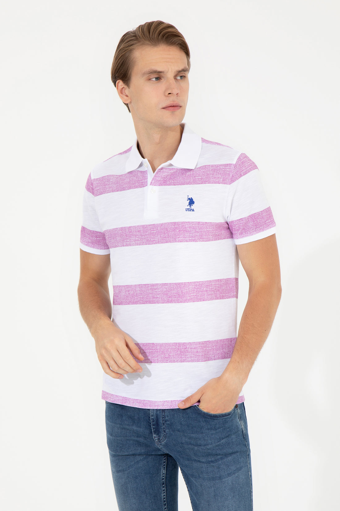 Men's Violet Polo Neck T-Shirt