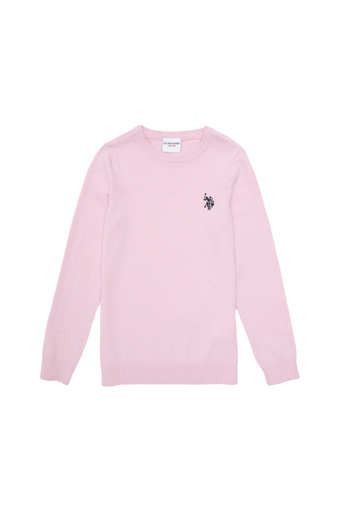 Girls' Pink Crew Neck Basic Sweater