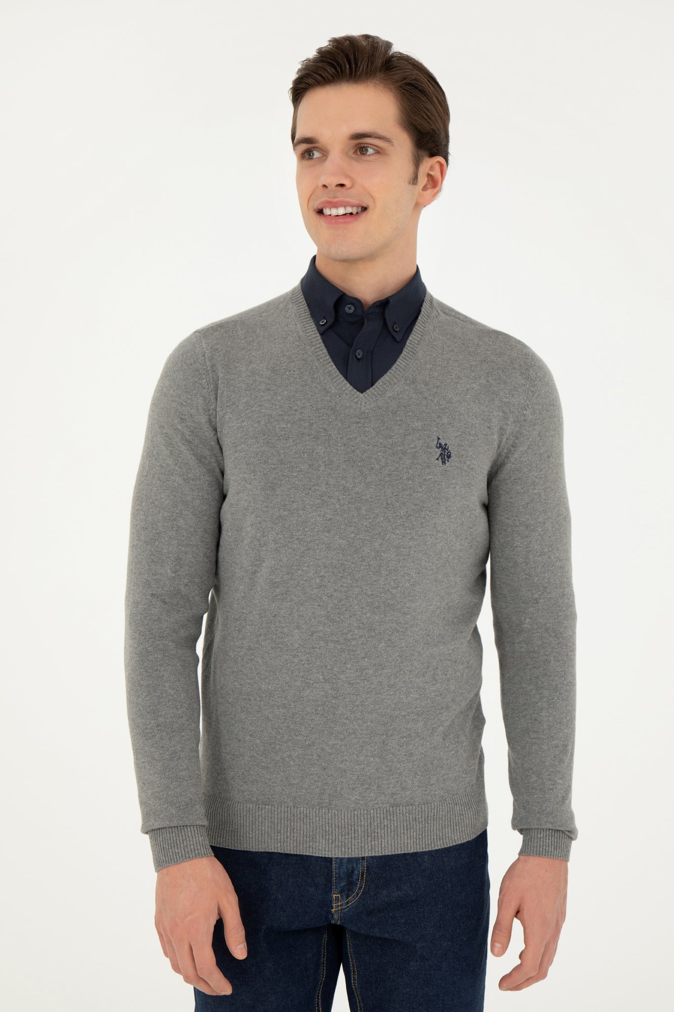 Men's Grey Melange Basic Sweater