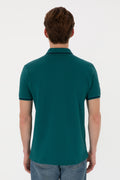Men's Slim Fit Polo Neck Dark Green Basic T-Shirt