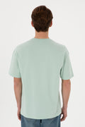 Men's Comfort Fit Crew Neck Water Green T-Shirt