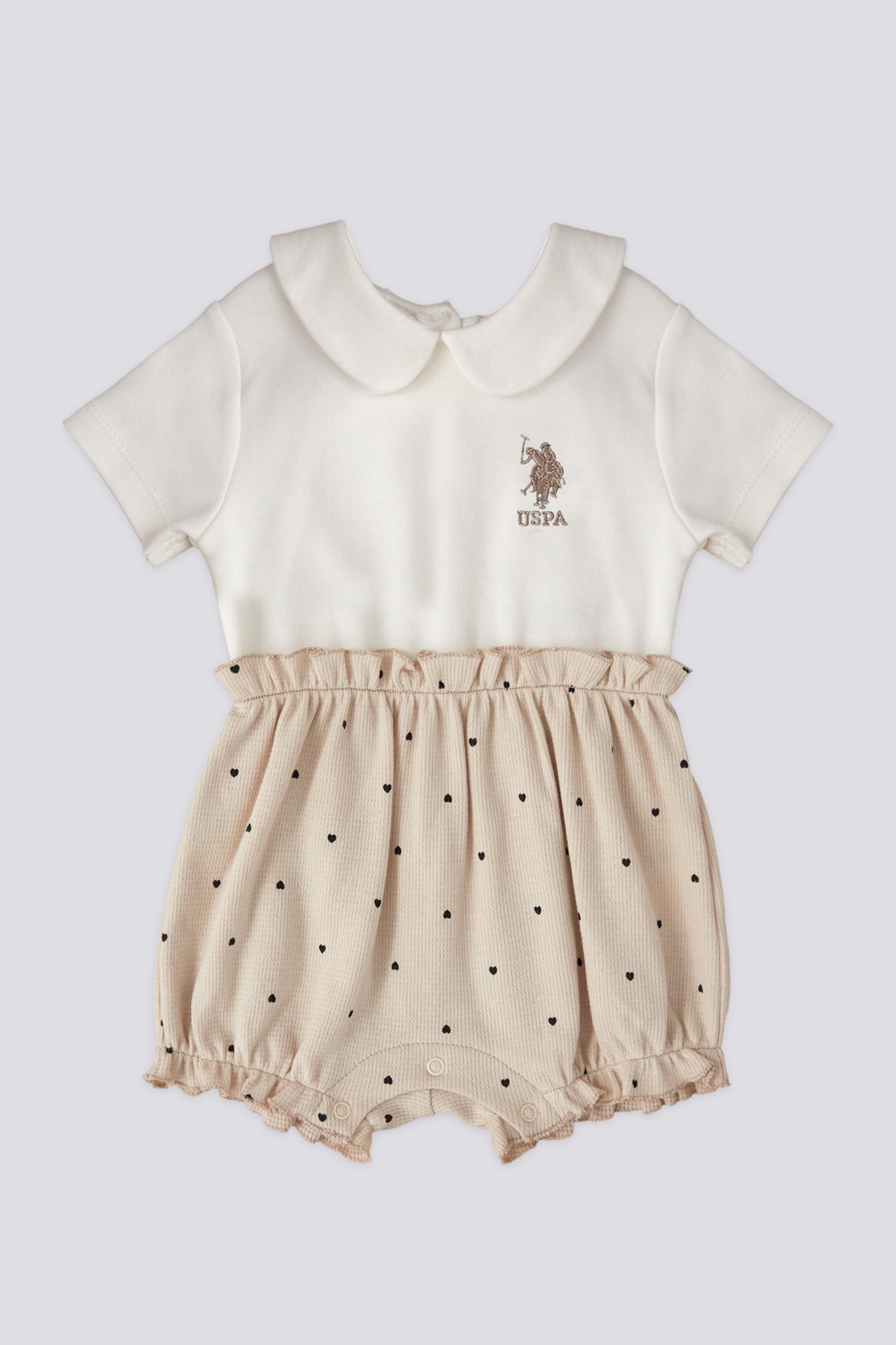 Baby Girl Beige Polka Dot Jumpsuit