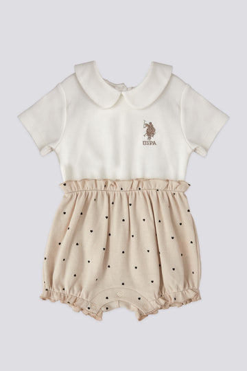 Baby Girl Beige Polka Dot Jumpsuit