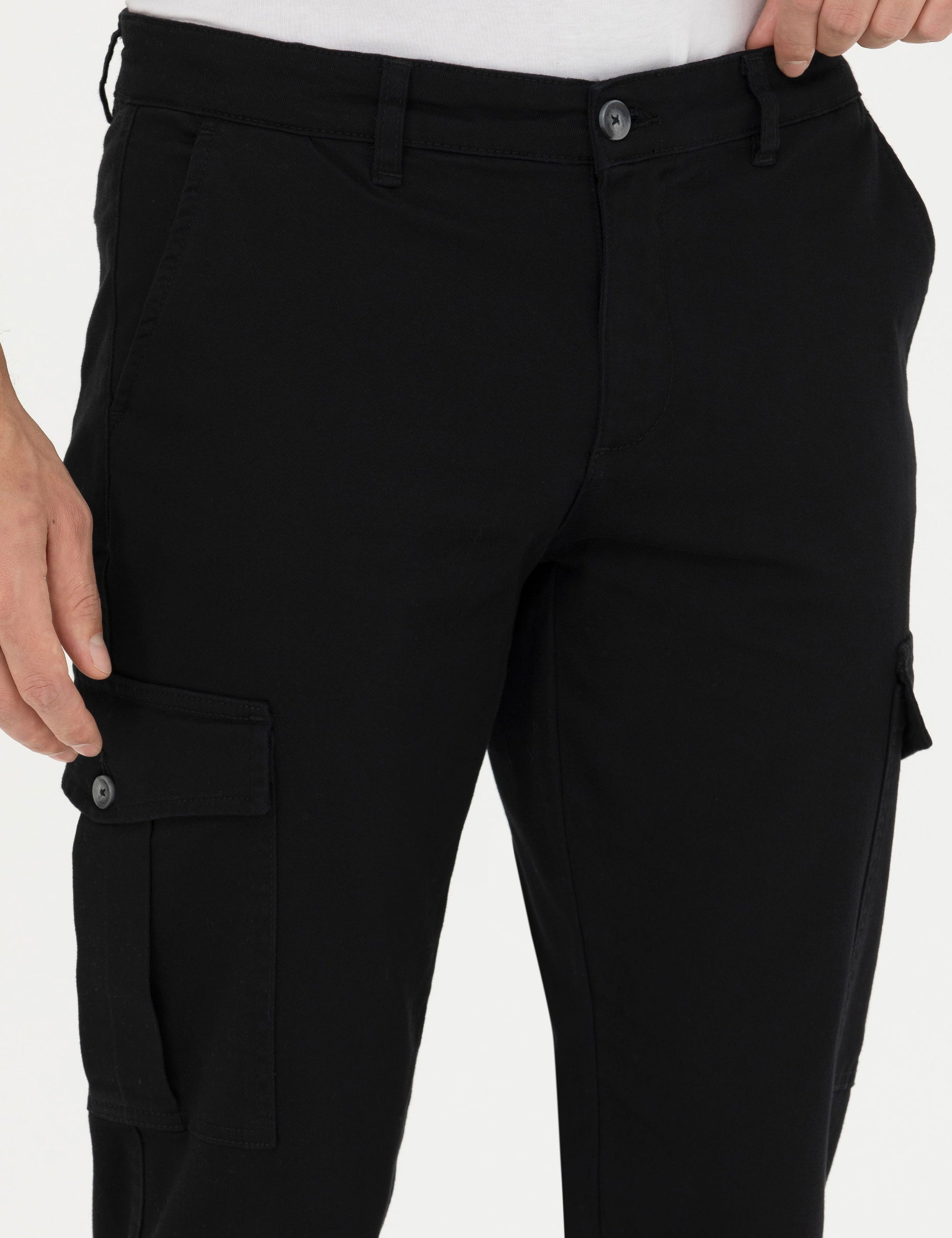 Black Slim Fit Canvas Pants