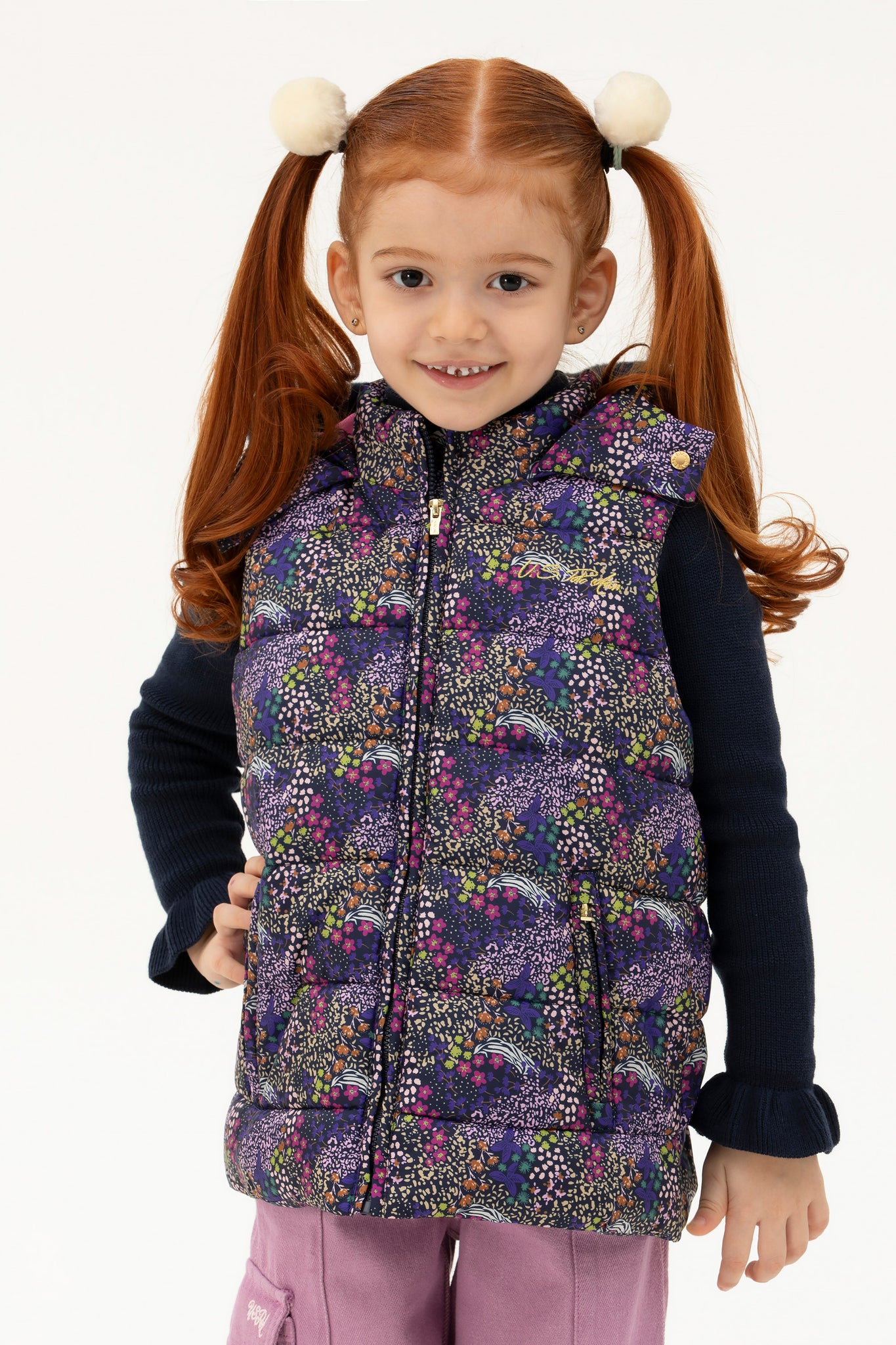 Girls' Navy Blue Hooded Vest