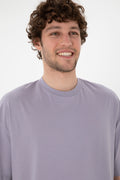 Men's Long Fit Crew Neck Grey Basic T-Shirt