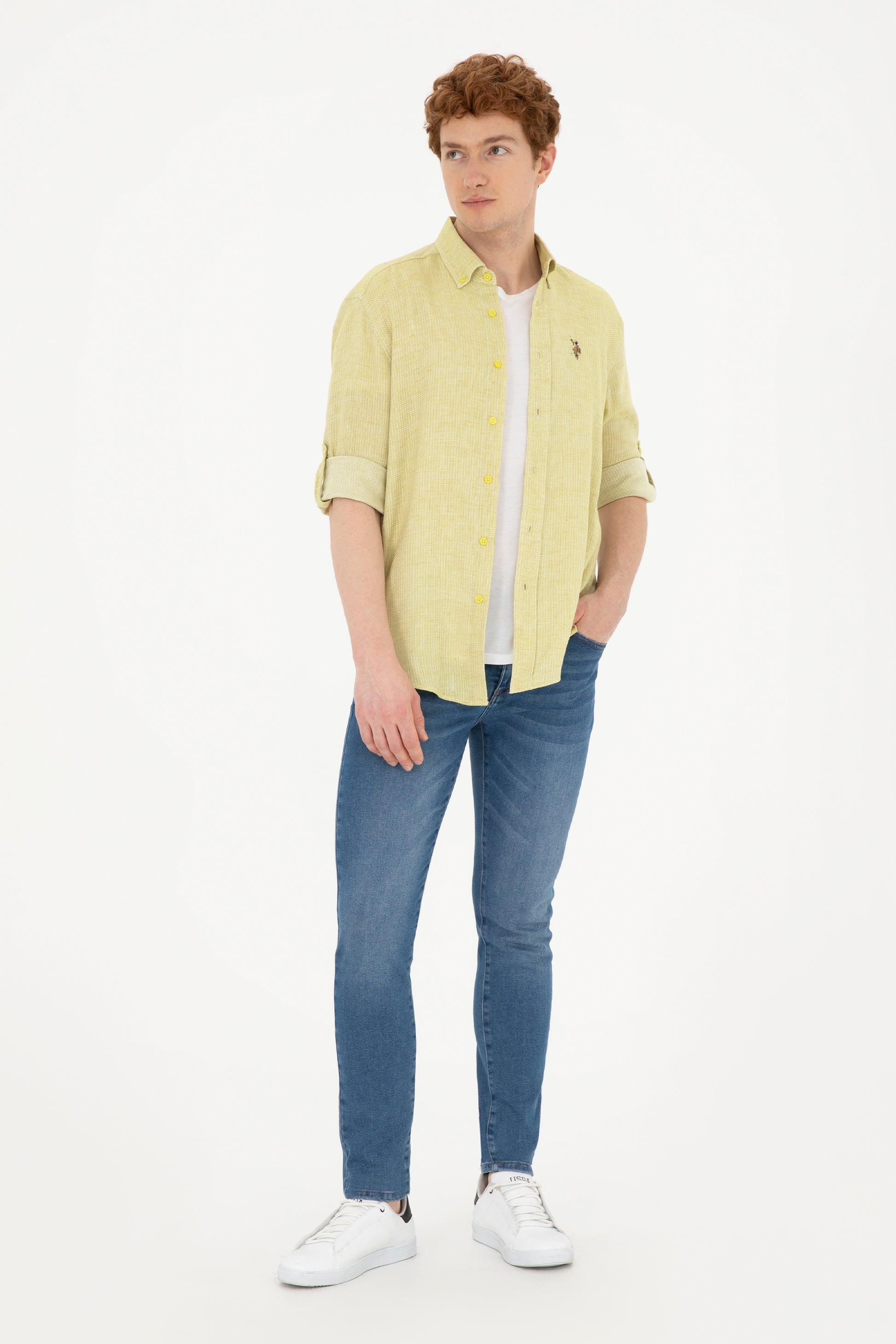 Men's Peanut Green Long Sleeve Shirt