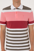 Men's Regular Fit Polo Neck Pink T-Shirt