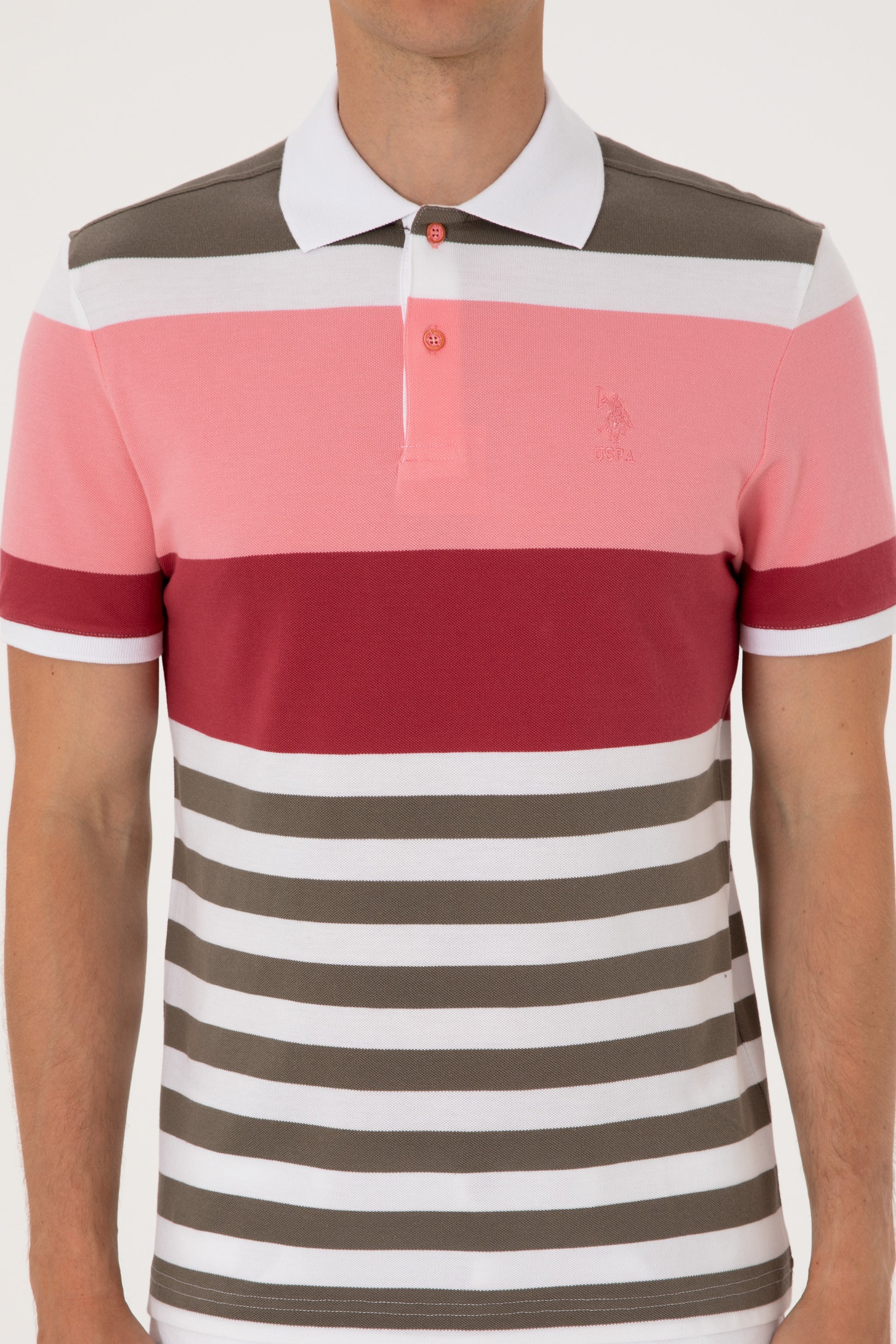 Men's Regular Fit Polo Neck Pink T-Shirt