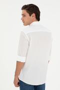 Men's White Long Sleeve Basic Shirt