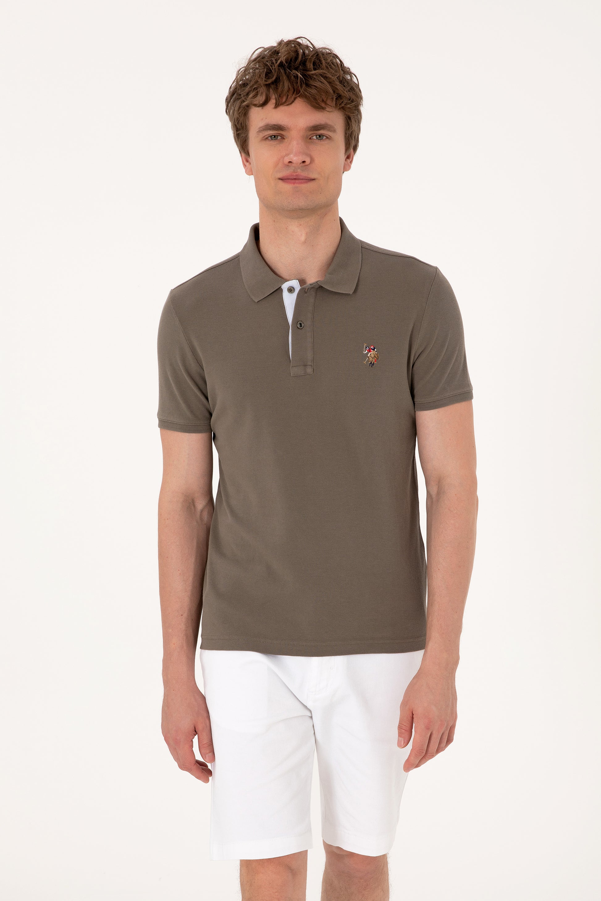 Men's Slim Fit Polo Neck Mink Basic T-Shirt