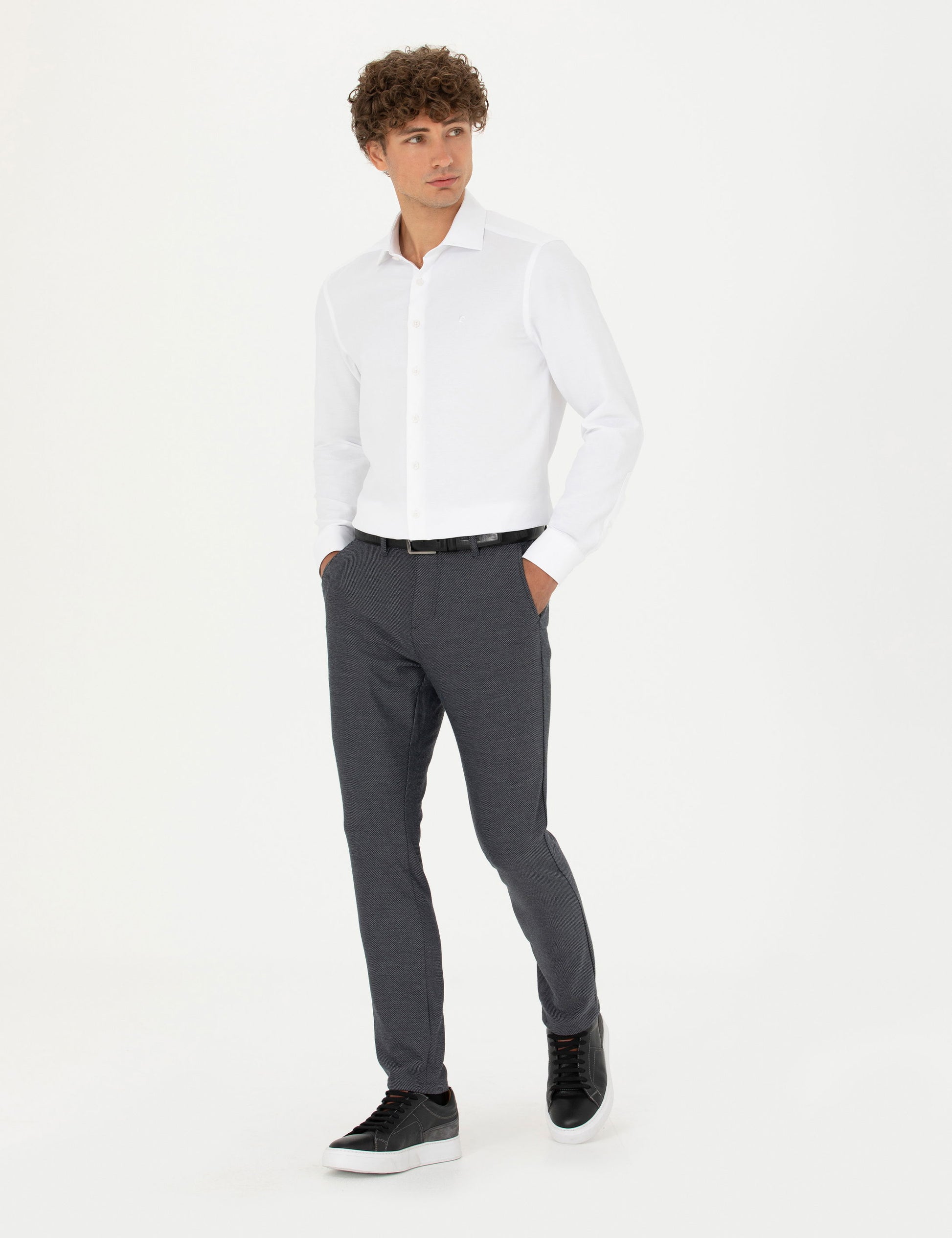 White Slim Fit Long Sleeve Shirt