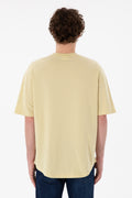 Men's Long Fit Crew Neck Open Khaki Basic T-Shirt