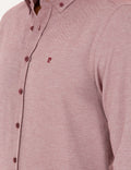 Burgundy Oxford Slim Fit Long Sleeve Shirt