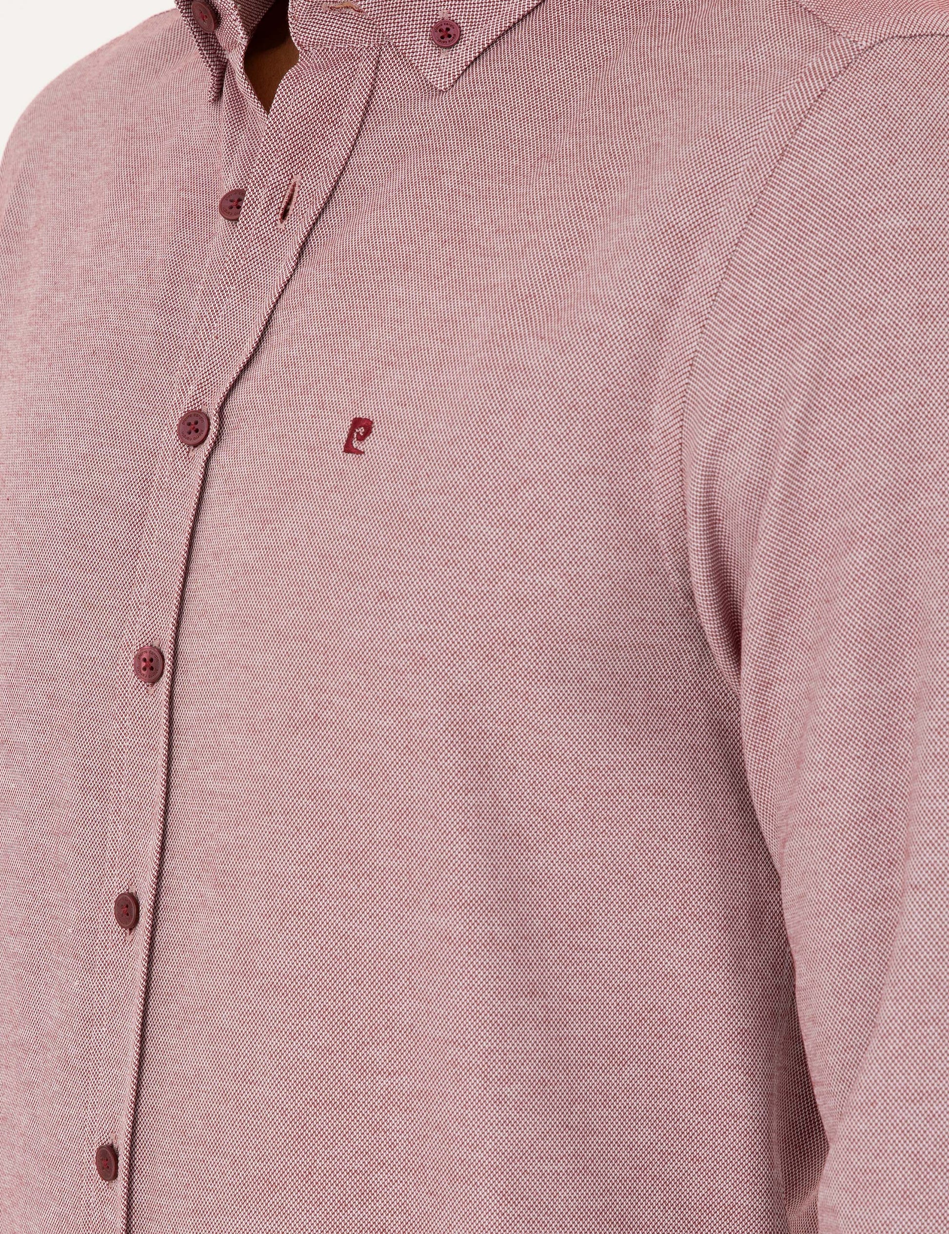 Burgundy Oxford Slim Fit Long Sleeve Shirt