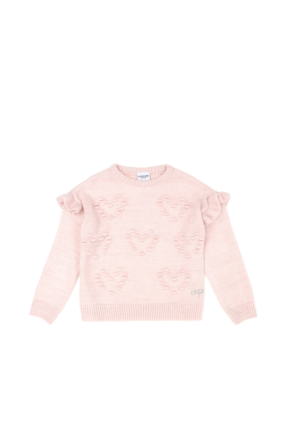 Girls' Powder Crew Neck Pink Sweater