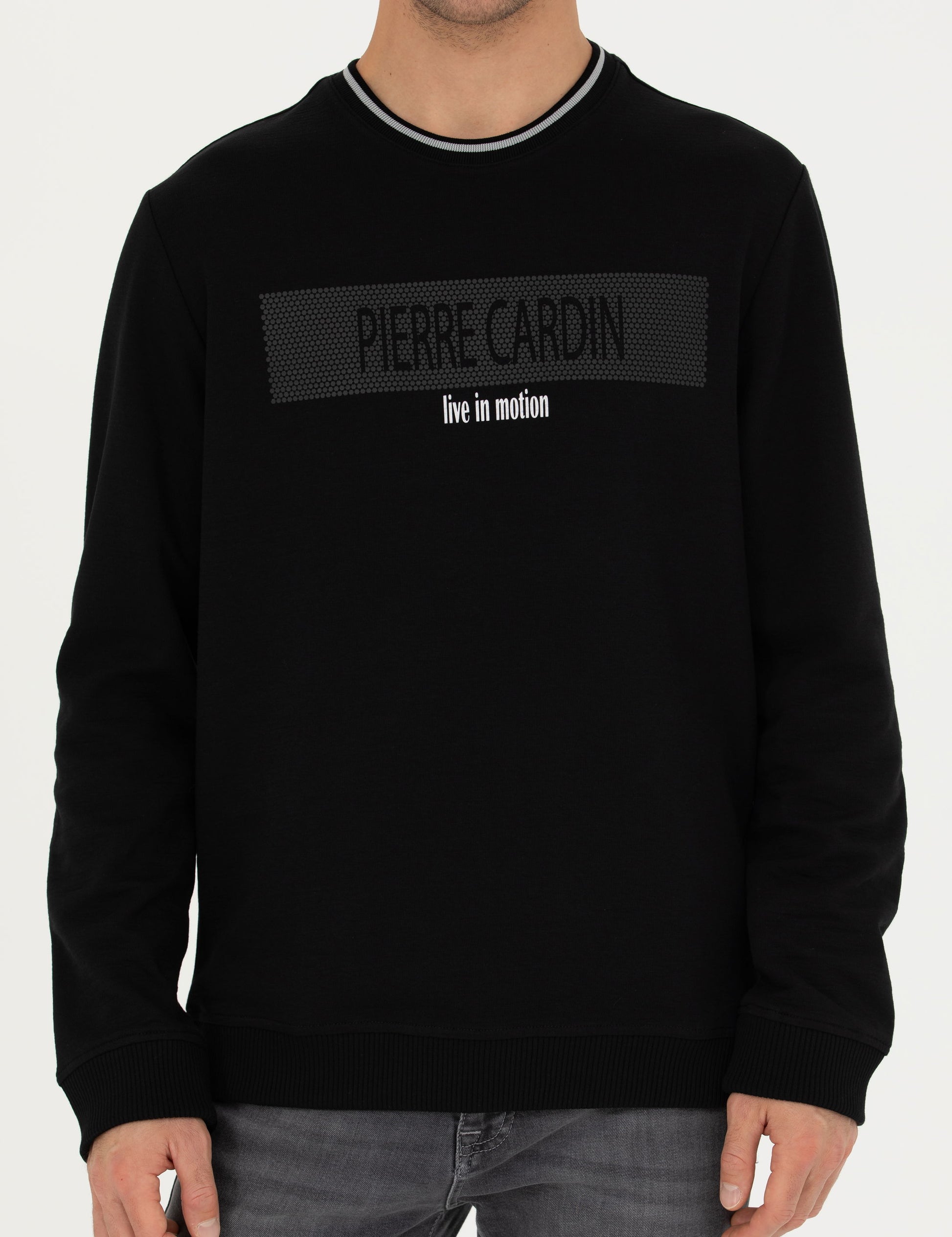 Black Regular Fit Crew Neck Sweatshirt