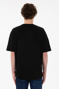 Men's Long Fit Crew Neck Black Basic T-Shirt