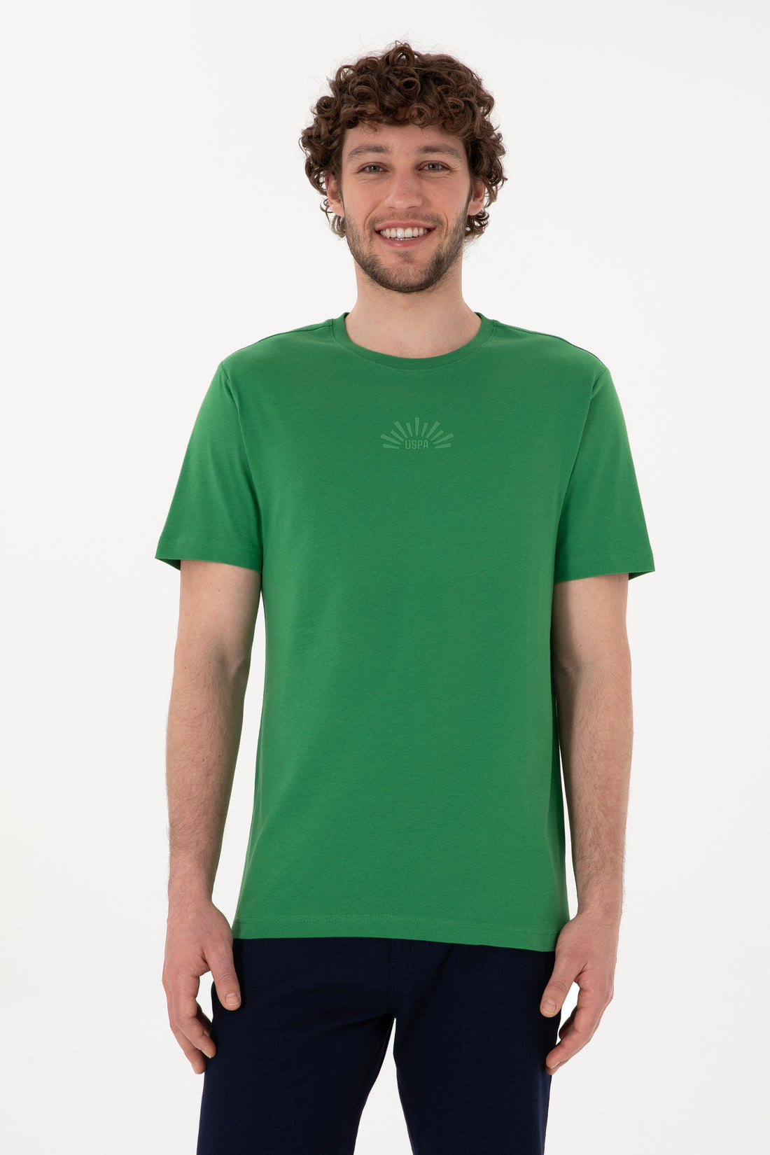 Men's Regular Fit Crew Neck Green T-shirt