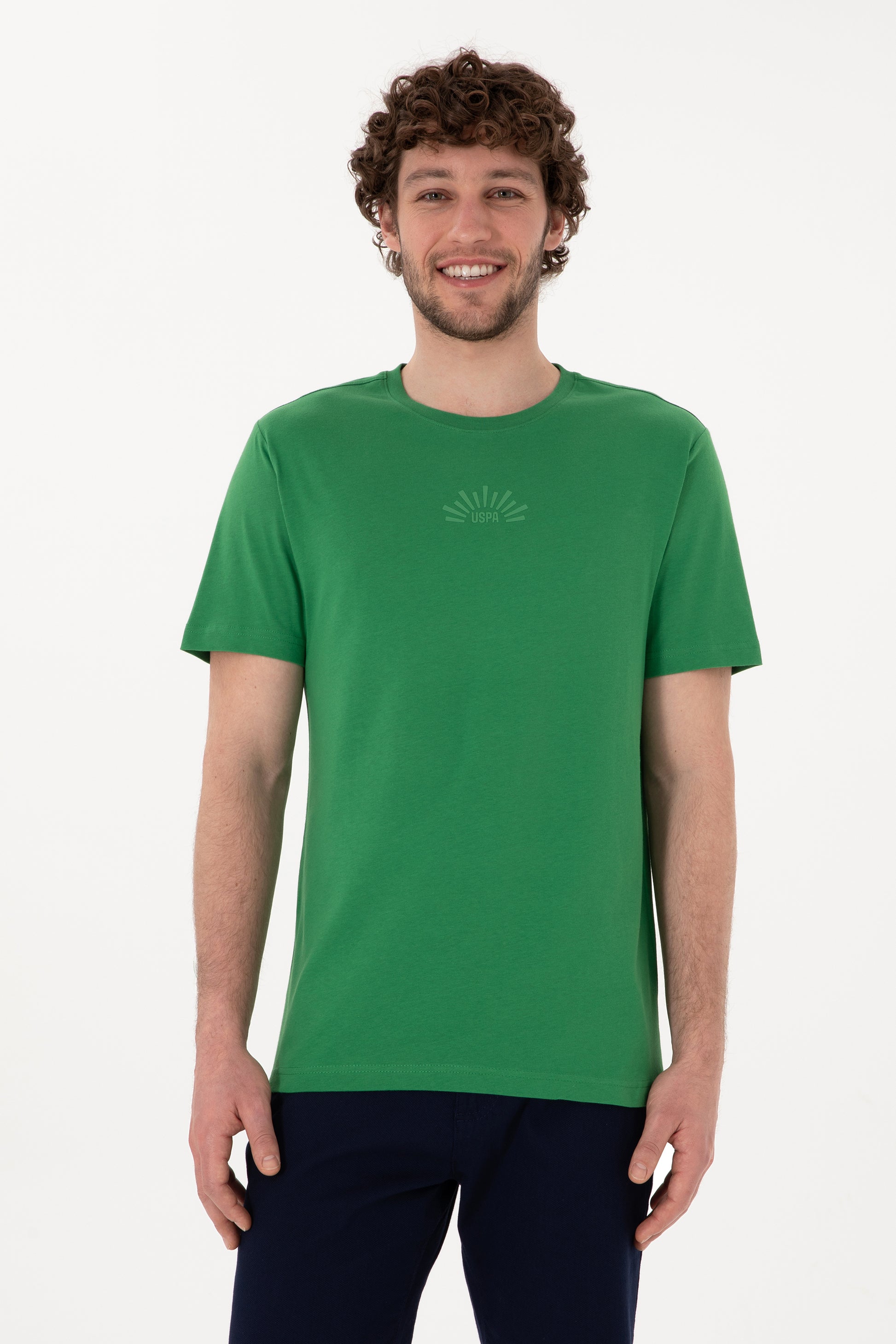 Men's Regular Fit Crew Neck Green T-shirt