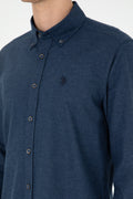 Men's Navy Blue Long Sleeve Basic Shirt