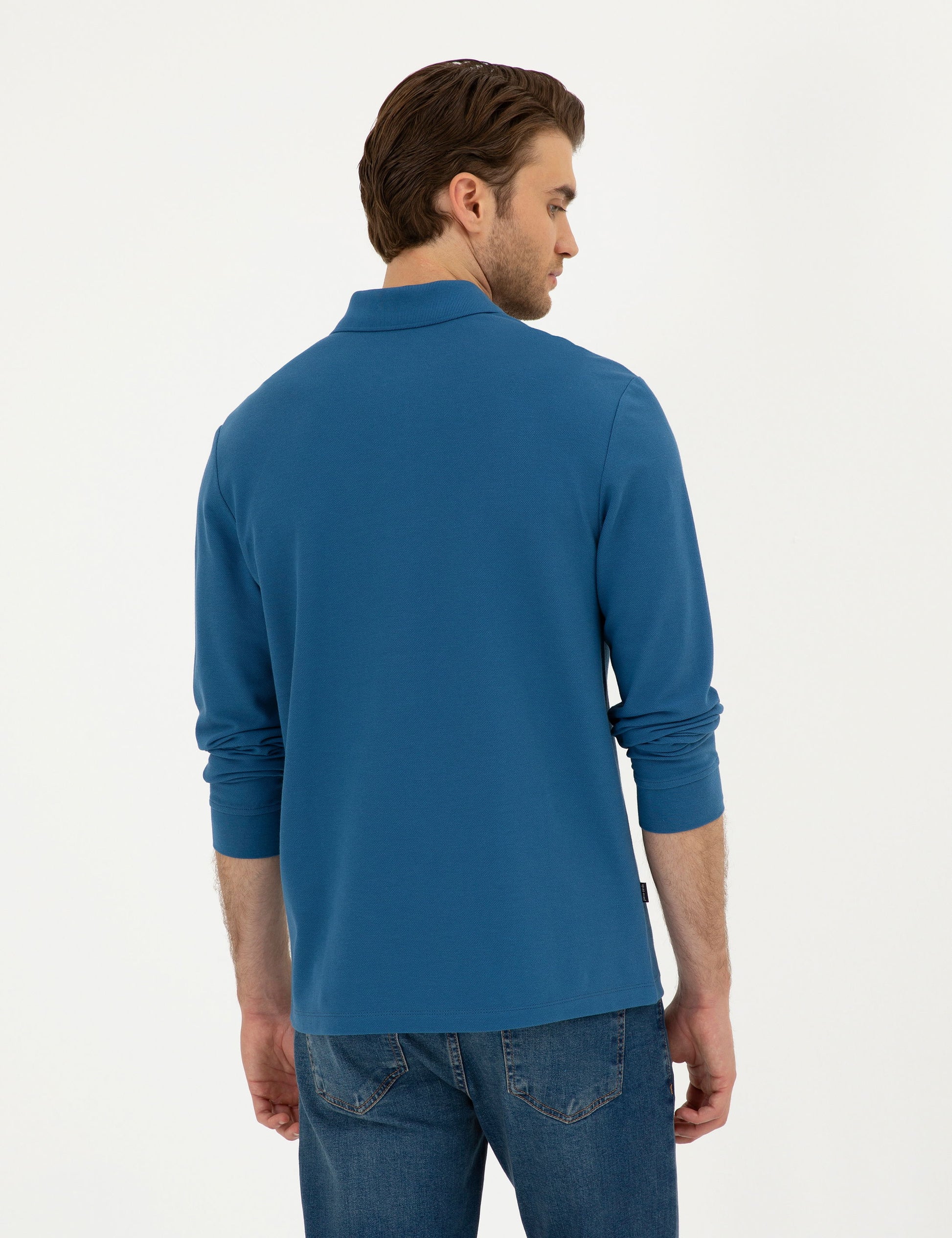 Light Navy Slim Fit Basic Sweatshirt