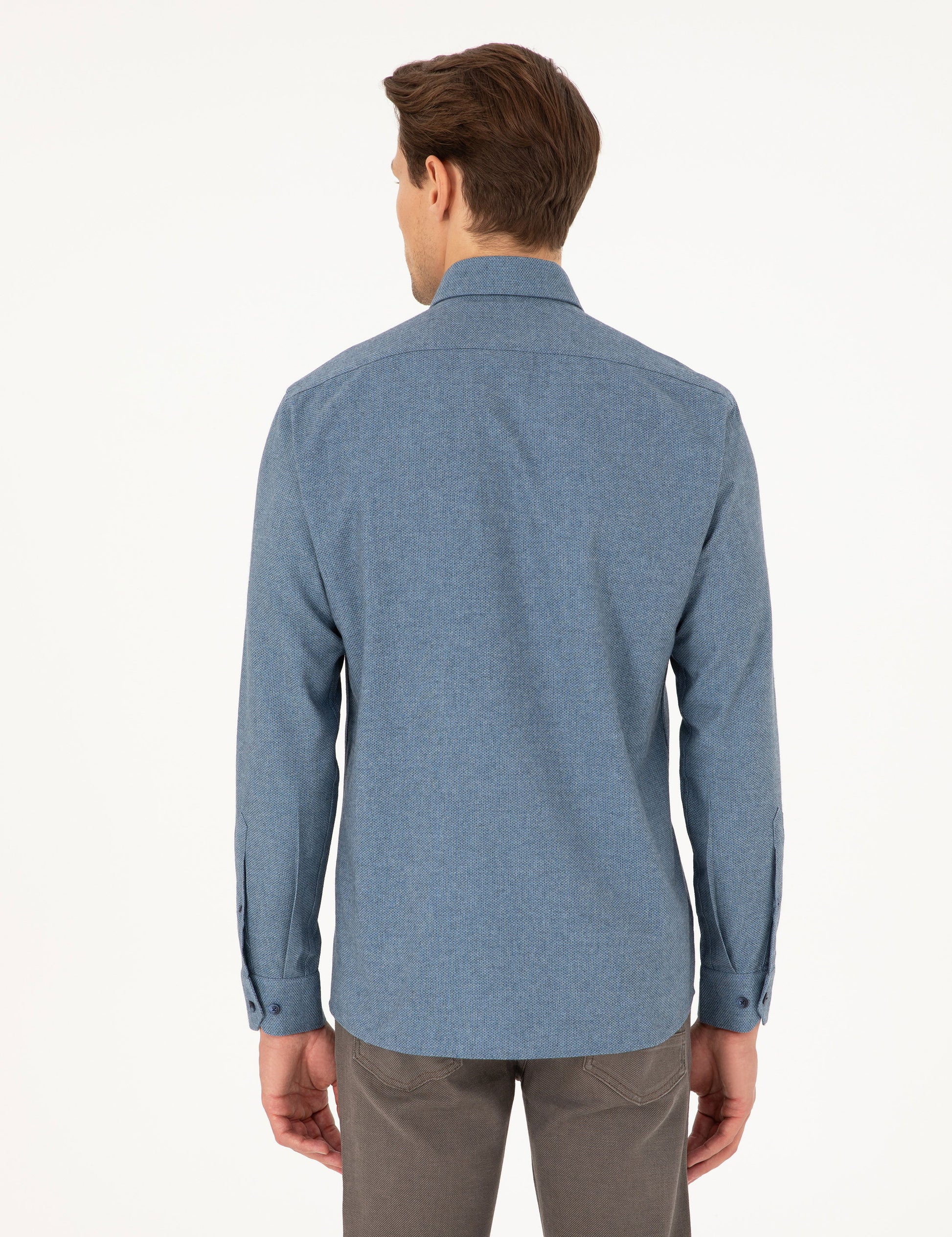 Blue Slim Fit Long Sleeve Shirt
