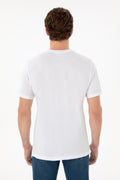 Men's Regular Fit Crew Neck Printed White T-Shirt
