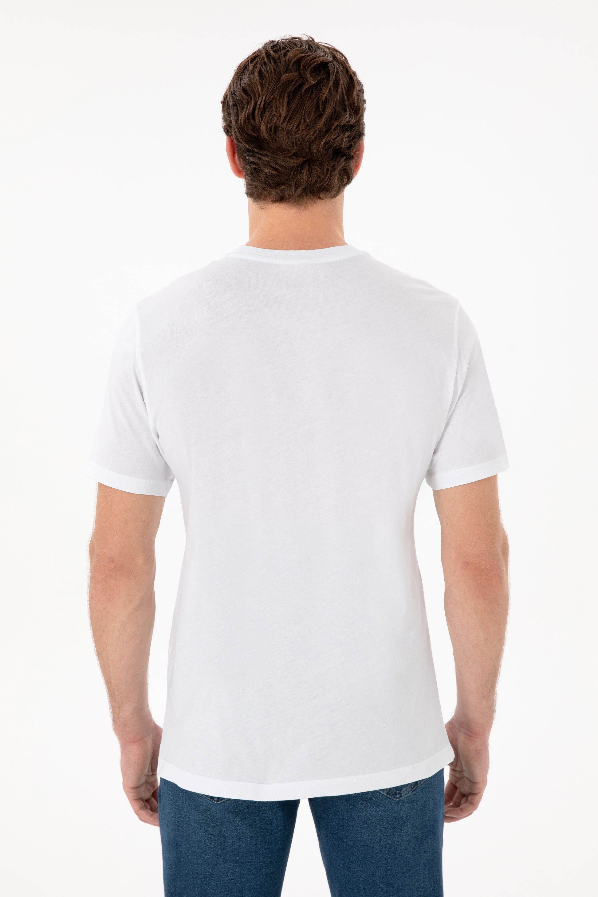 Men's Regular Fit Crew Neck Printed White T-Shirt