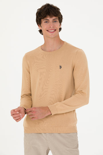 Men's Sand Melange Basic Sweater