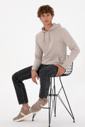Erkek Regular Fit Kapüşonlu Taş Basic Sweatshirt