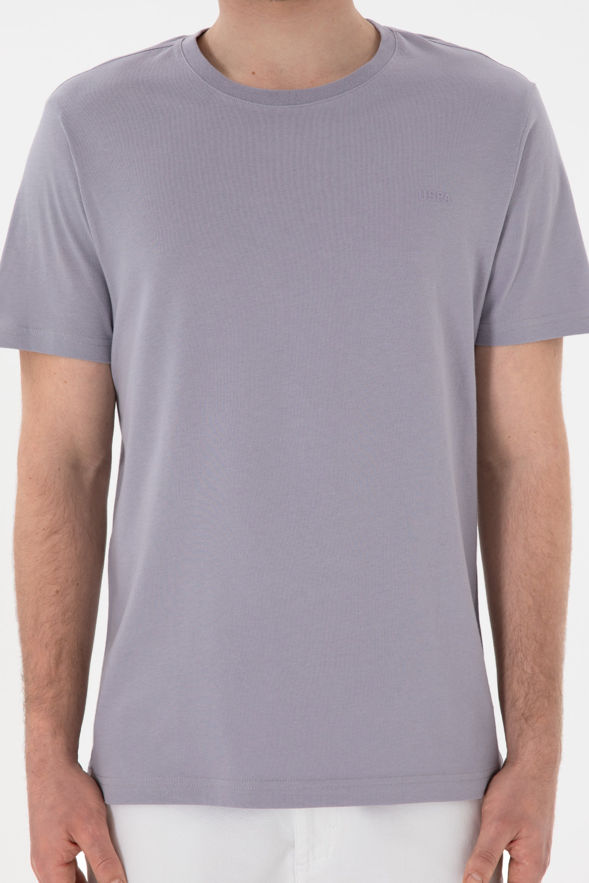 Men's Regular Fit Crew Neck Grey Basic T-Shirt