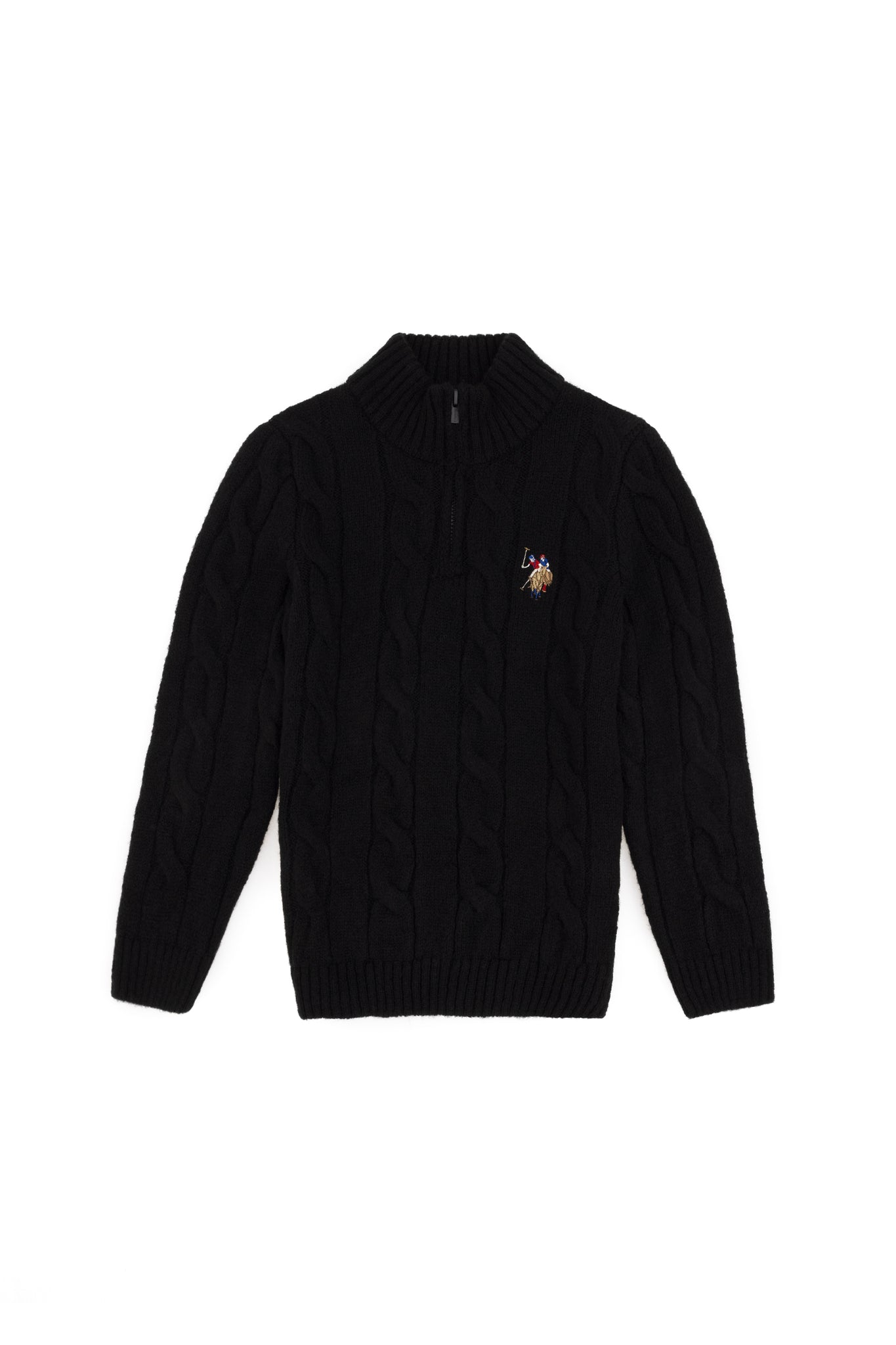 Boy's Half Zipper Black Sweater