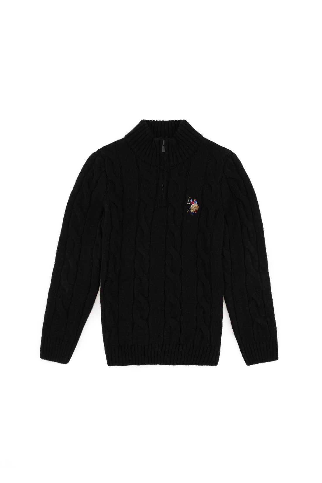 Boy's Half Zipper Black Sweater