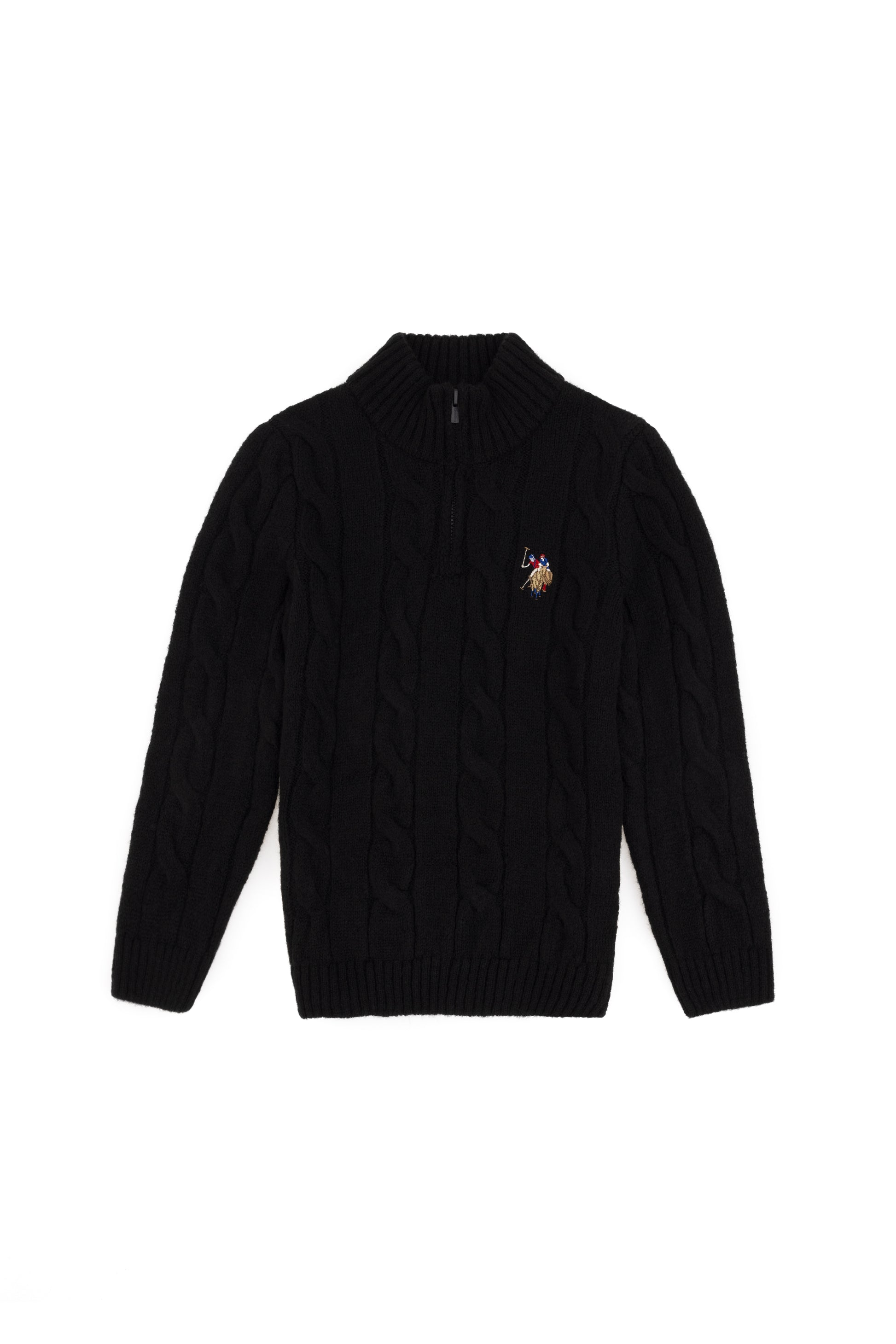 Boy's Half Zipper Black Sweater