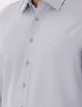 Grey Italian Collar Ruffle Long Sleeve Shirt