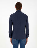 Navy Blue Slim Fit Long Sleeve Shirt