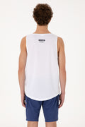 Men's Regular Fit Crew Neck White Sleeveless T-shirt