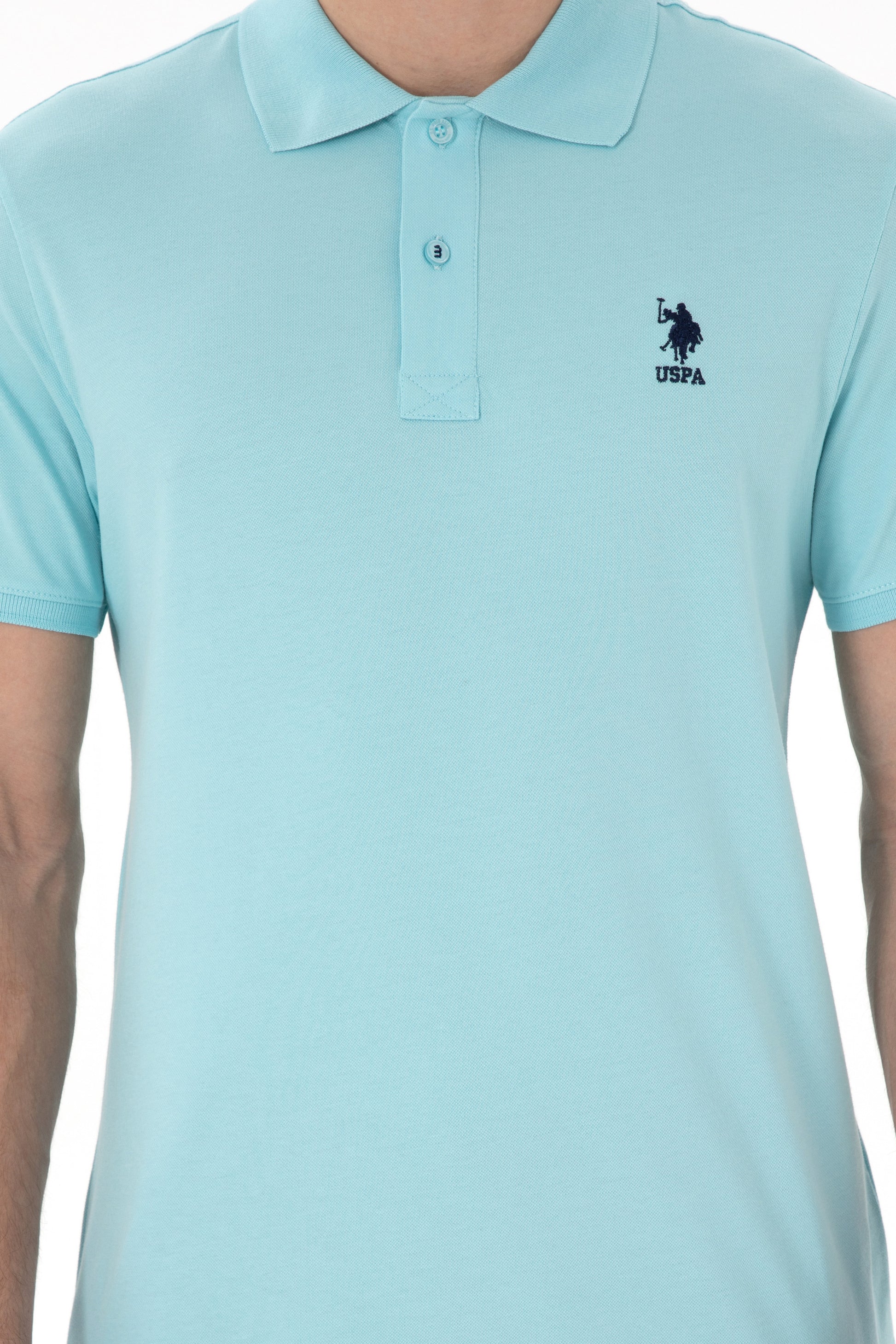 Men's Slim Fit Polo Neck Aqua Basic T-Shirt