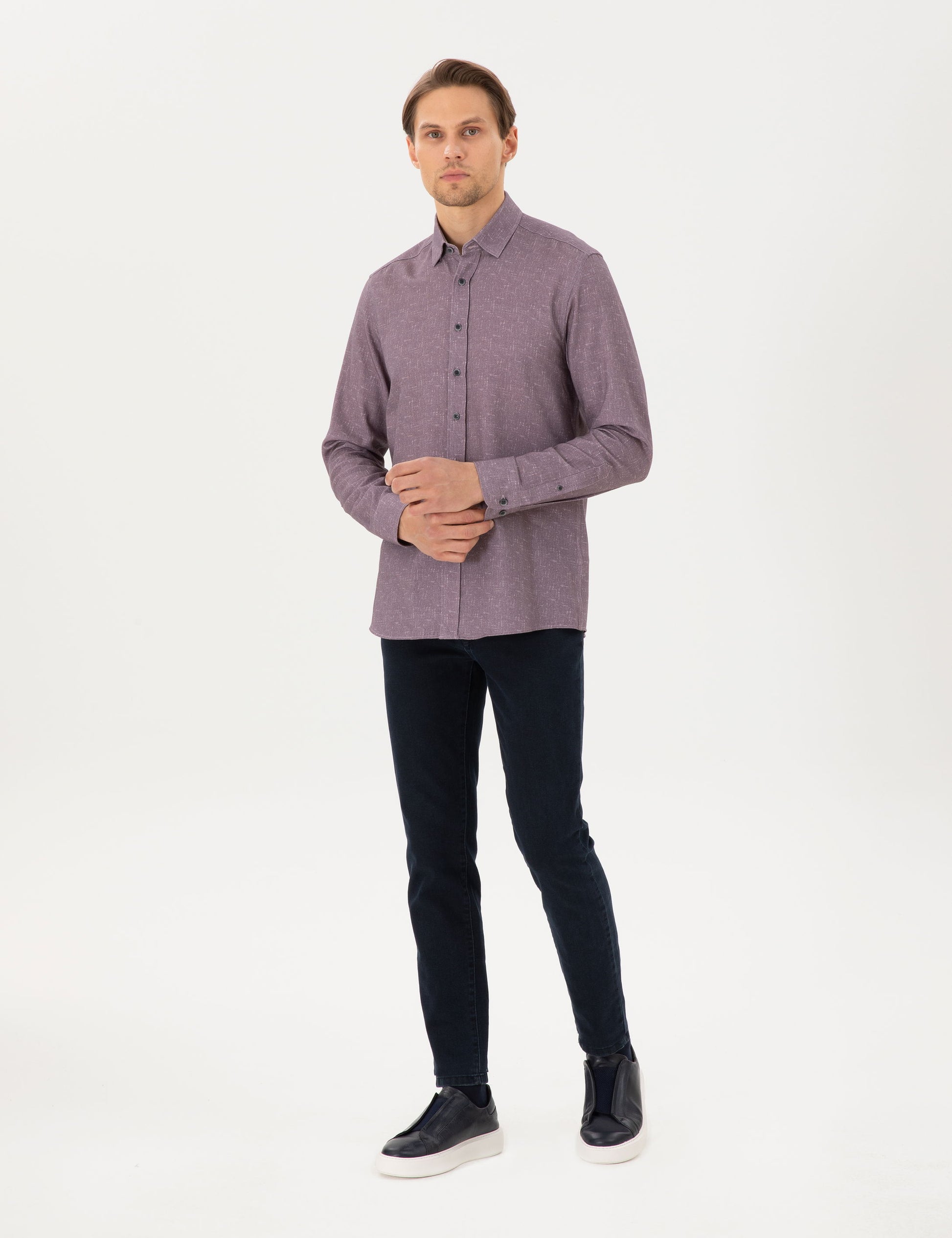 Purple Slim Fit Long Sleeve Shirt