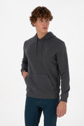 Erkek Regular Fit Kapişonlu Grı Basic Sweatshirt