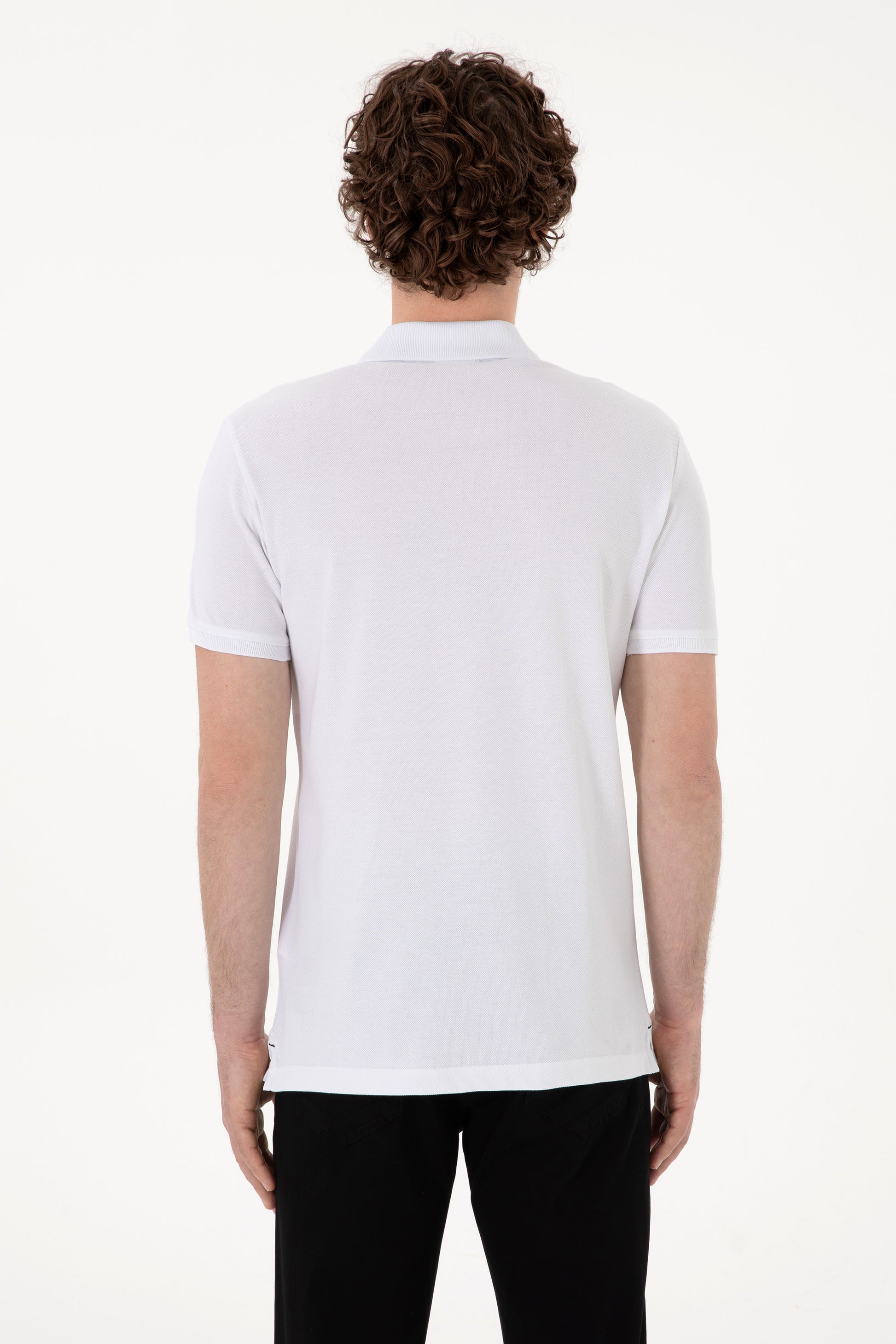 Men's Slim Fit Polo Neck White Basic T-Shirt