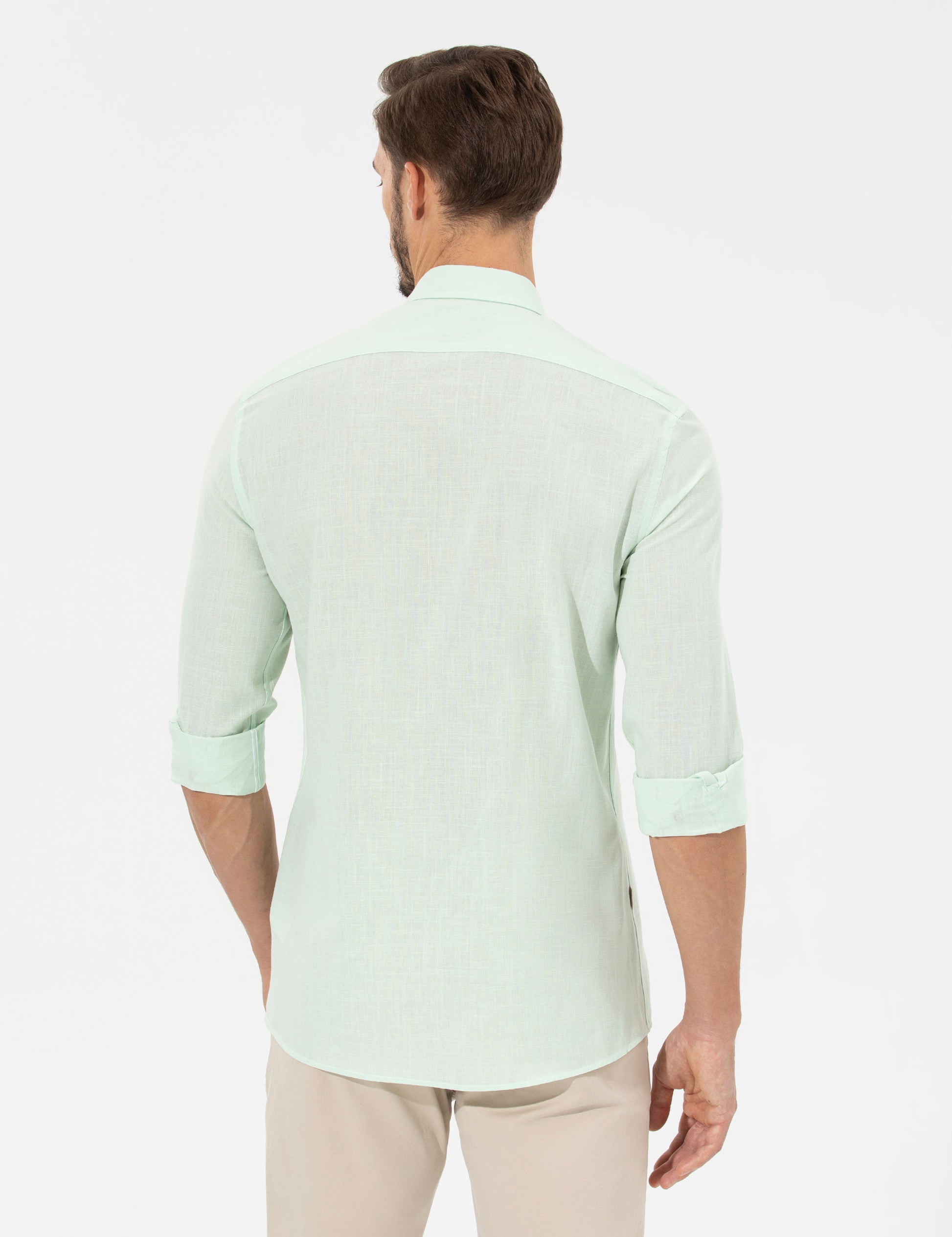 Green Slim Fit Long Sleeve Shirt
